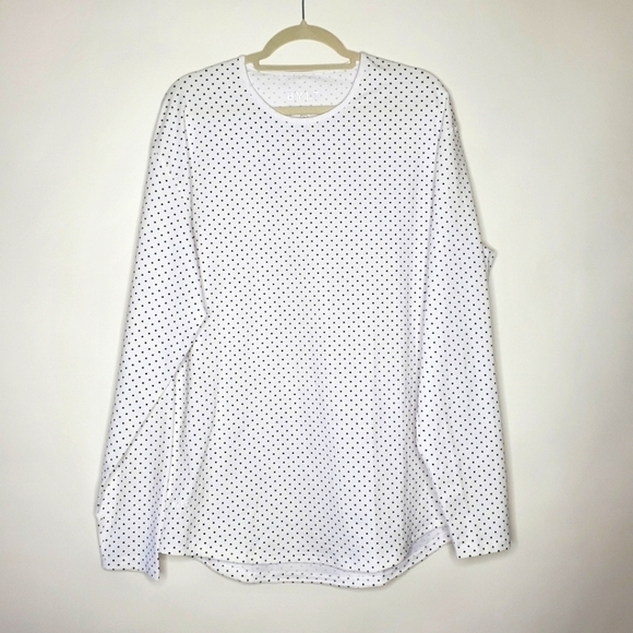 BYLT Drop Cut Lux Long Sleeve Top Size XL Polka-Dot Crew Neck Pullover Tee - Picture 1 of 10